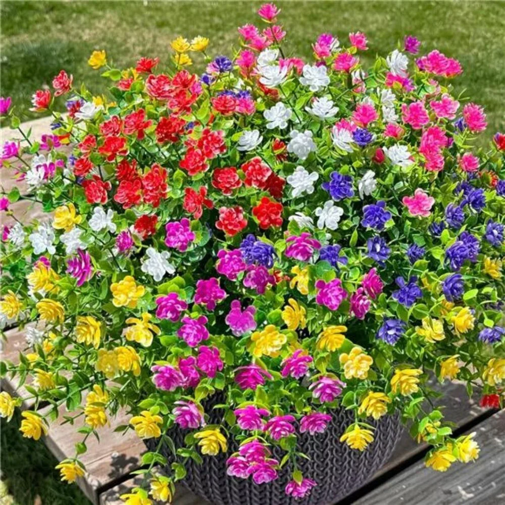 Ivydale 12 Bundles UV Resistant Faux Flowers Outdoor Indoor Garden Decor